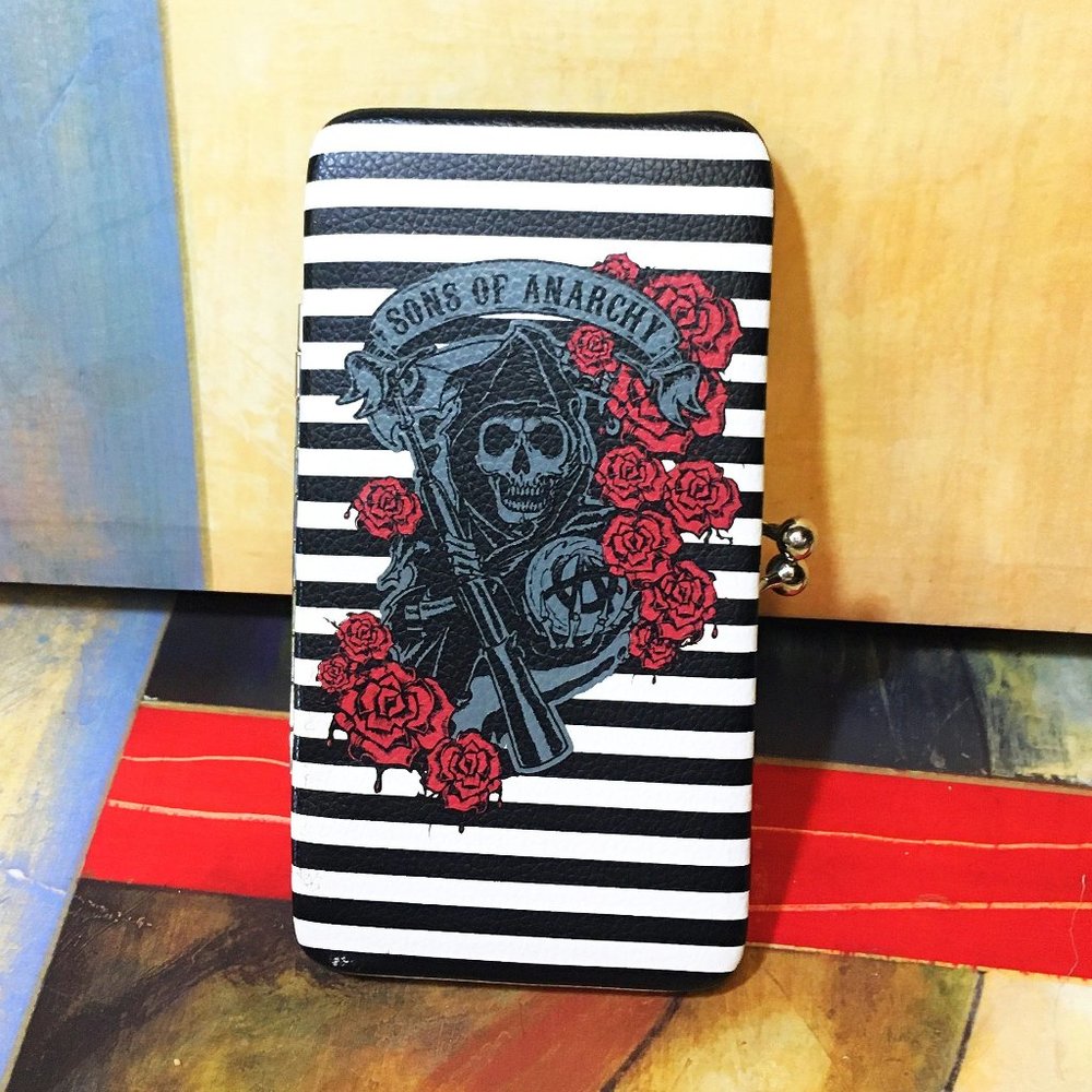 SONS OF ANARCHY CLUTCH WALLET ACCESSORY CLASP CLOSURE BAG ROSES REEPER KISSLOCK